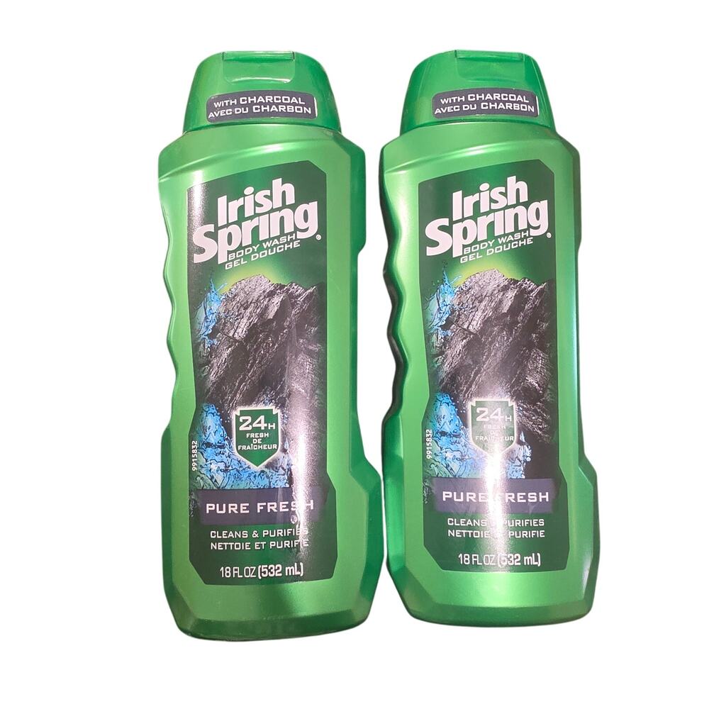Irish Spring Pure Fresh Charcoal Body Wash- Lot of 2